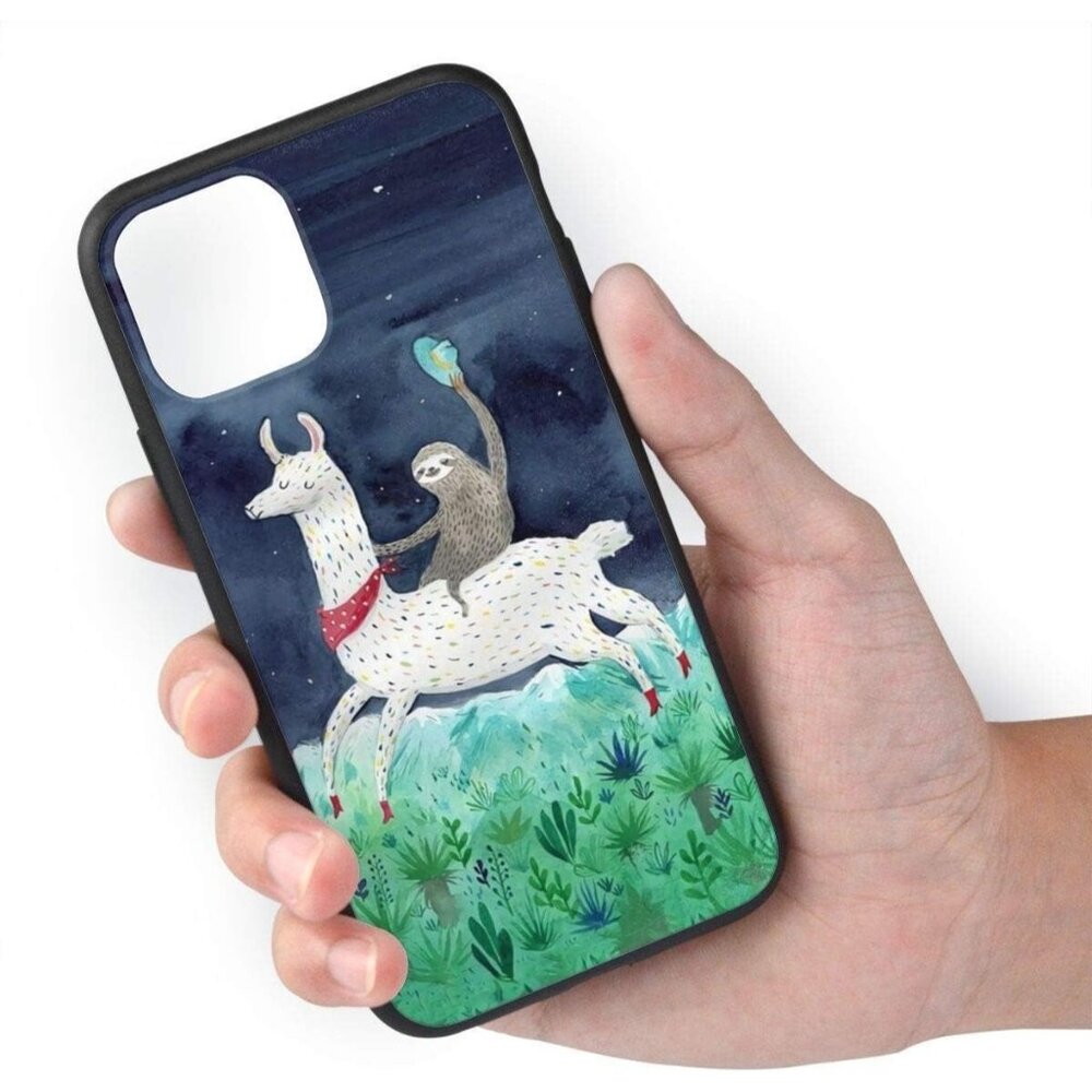 Happy Index Watercolor Sloth Riding Llama iPhone 11 Pro Case Soft TPU Shell